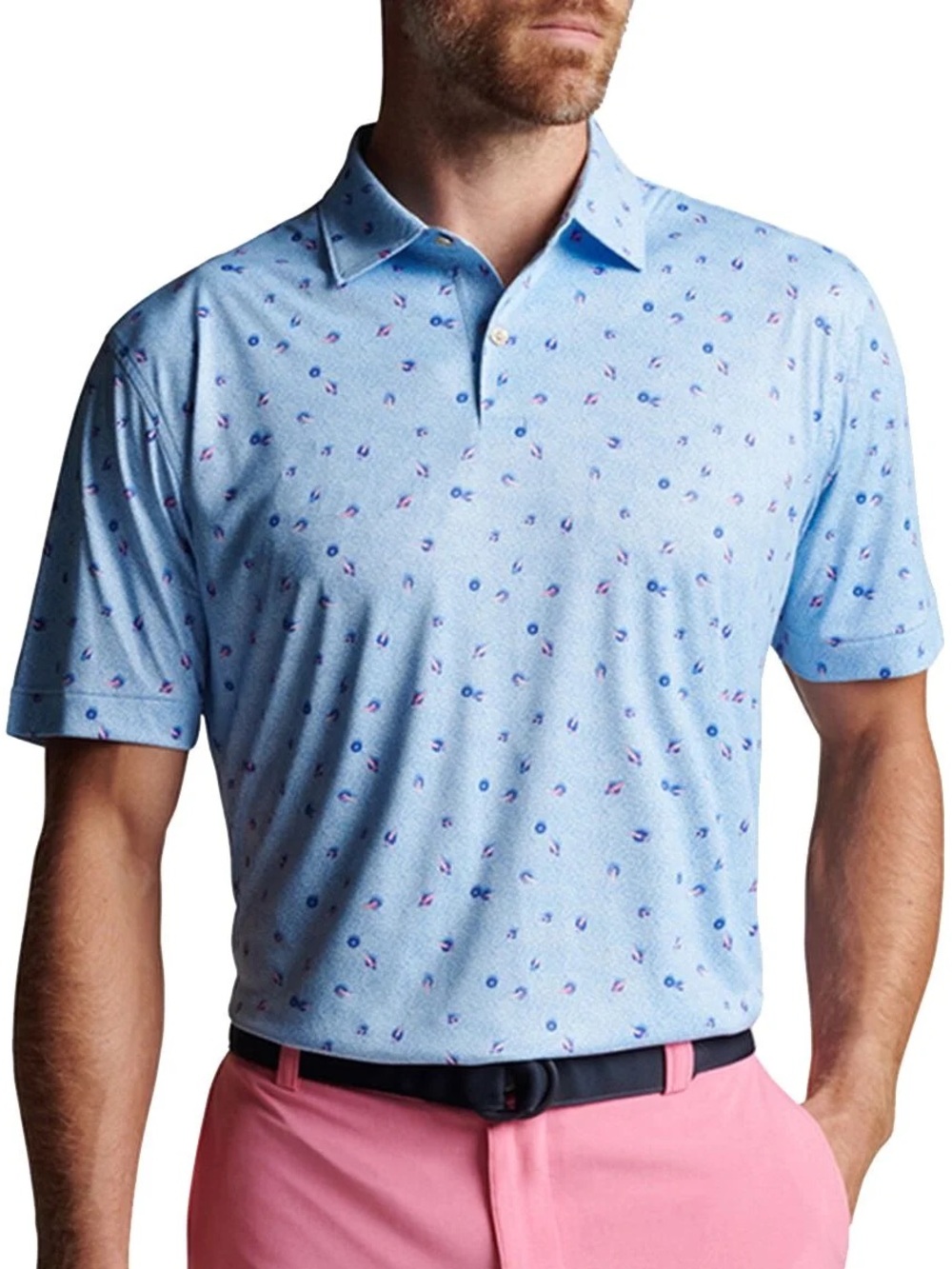 Peter Millar "Go With The Float" Featherweight Polo!  Icicle Blue - XL - NWT